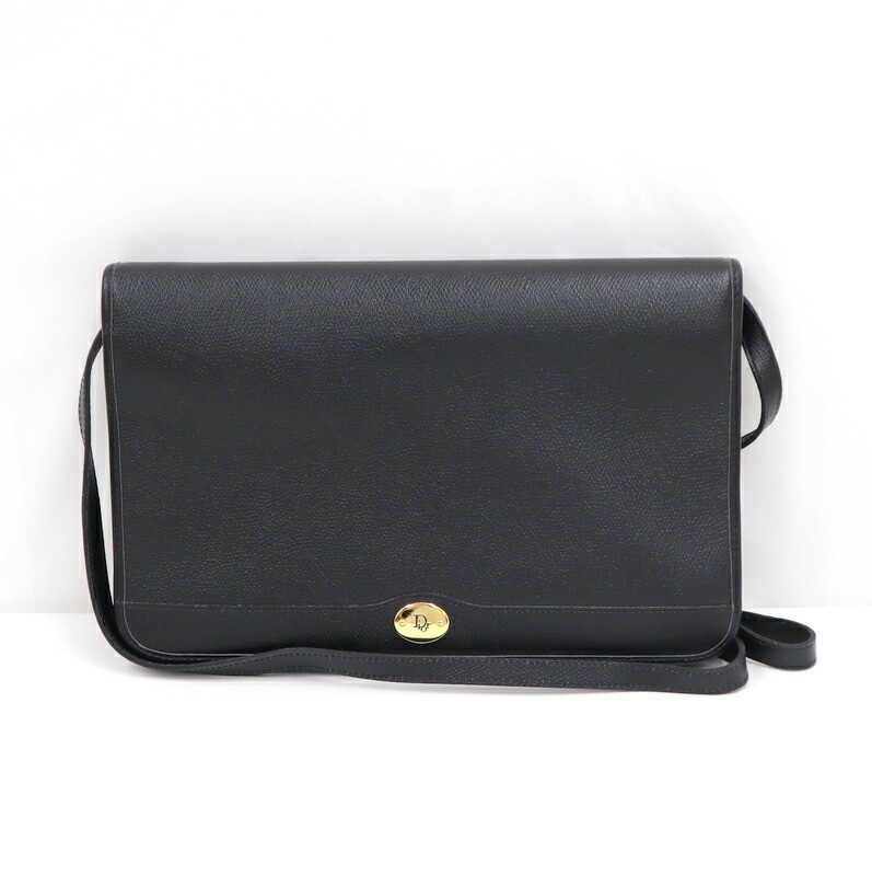 Vintage Black Leather Christian Dior Shoulder Bag