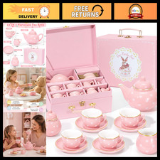 Porcelain Tea Party Set for Girls - Toddler Birthday Gift, Kids Playtime Toys