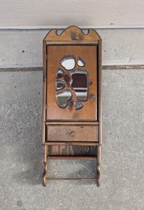 Vintage Rustic Country Farmhouse Wood Wall Medicine Cabinet Curio Shelf P57