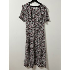 Y2K Jonathan Martin Daisy Floral Ruffle V-Neck Midi Dress Womens Cottagecore