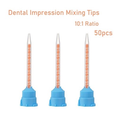 Mixing Tips 10:1 Ratio 2.76'' Crown & Bridge Impression, 50pcs Blue/Orange