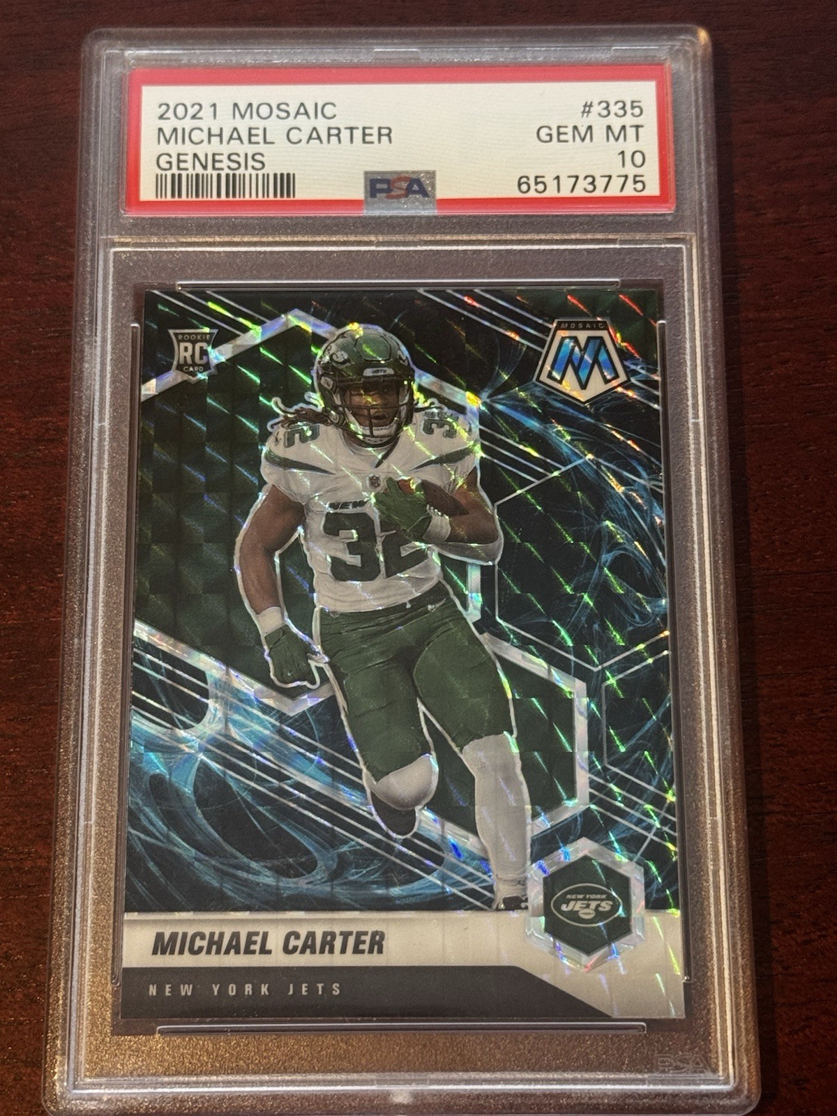 2021 Panini Mosaic Michael Carter Rookie Genesis No. 335 PSA 10