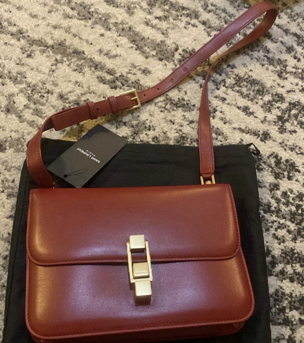 Borsa Saint Laurent Box Pelle di Vitello Le Carre Opyum Rossa