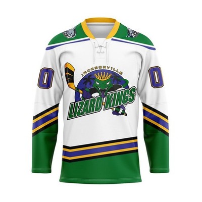 Personalized Jacksonville Lizard Kings White Lace Hockey Shirt Men's Fan Gear