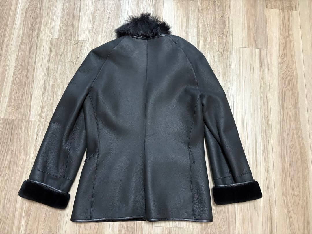 LOEWE black real shearling coat image 6