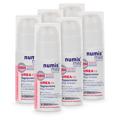 numis med Tagescreme 5% Urea - vegane Gesichtscreme - Gesicht Creme 6x 50 ml