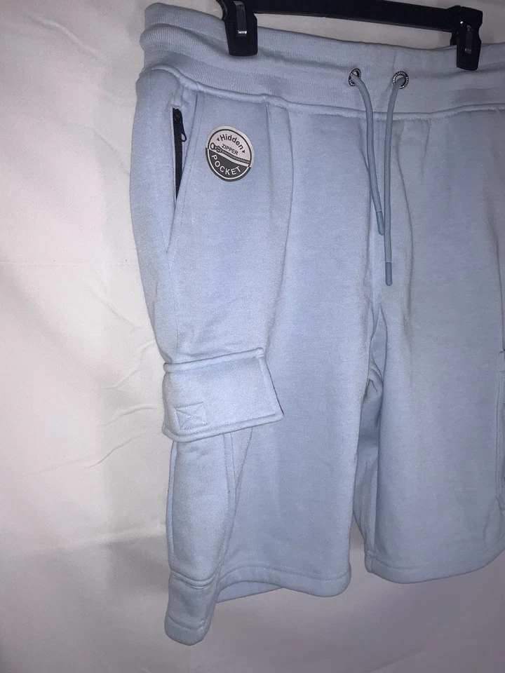 AKADEMIKS Azul Hombre Polar Sudadera Pantalones Cortos XL Foto 3 de 4