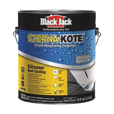 Black Jack Eterna-Kote 100% Silicone+ Roof Coating, White, 1 Gallon, Waterpro...