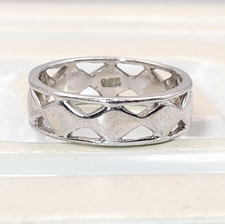 Sterling Silver Ring Diamond Shaped Plain Pinky Ring UK Size L 925 Jewellery