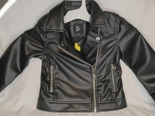 Art Class Black Faux Leather Moto Biker Jacket Zip Up Girls zip details NEW