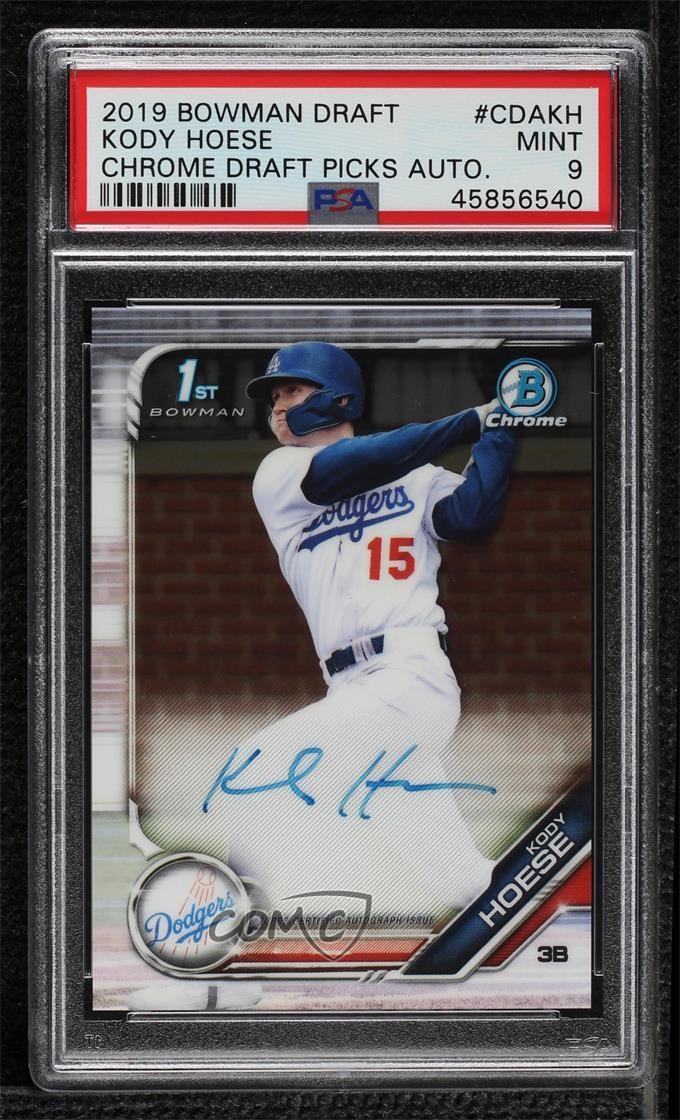2019 Bowman Draft Chrome Draft Pick Auto Kody Hoese #CDA-KH PSA 9 MINT Auto lz7