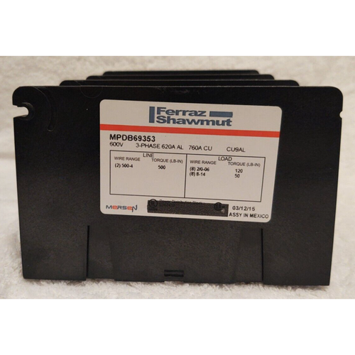 Ferraz Shawmut Stromverteilerblock 3-polig 600V # 69353 - 3 Phasen 620 Ampere