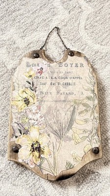 French Country Floral Wall Plaque | Cottagecore Shabby Chic Wall Decor
