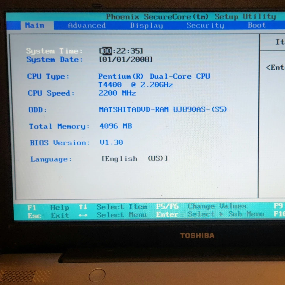 Toshiba Satellite L455 Intel Pentium Dual Core T4400 2.20Ghz 4GB SIN HDD (PIEZAS) Foto 2 de 4