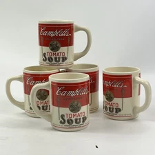 Set Of 5 Campbell’s Tomato Soup Ceramic Mugs Vintage Retro Diner Style USA Made