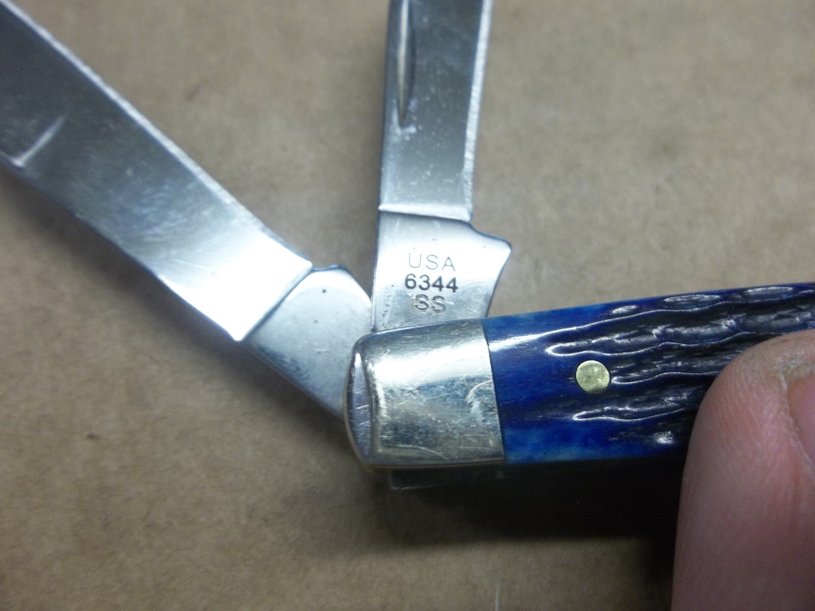 Case USA 6 DOT 6344 blue bone 3-blade pocket knife | eBay