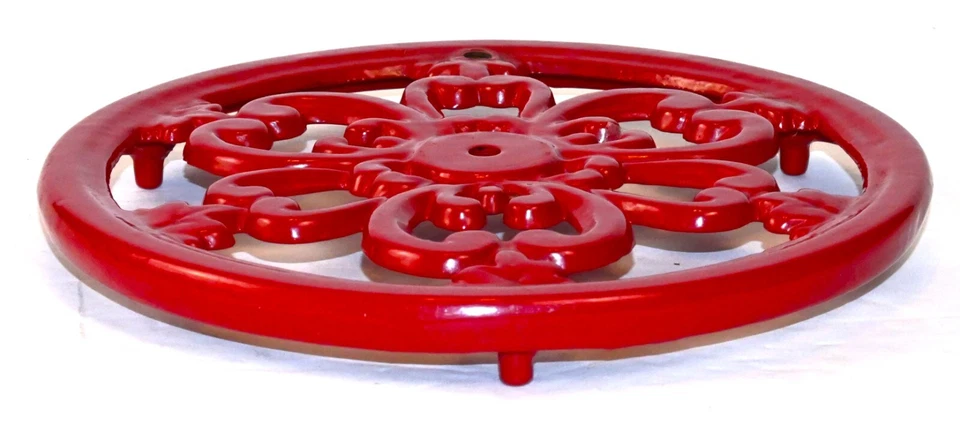 Cerise Red Ombre Cast Iron Enamel Trivet 1/2" H x 6.5" W - Image 2 of 4