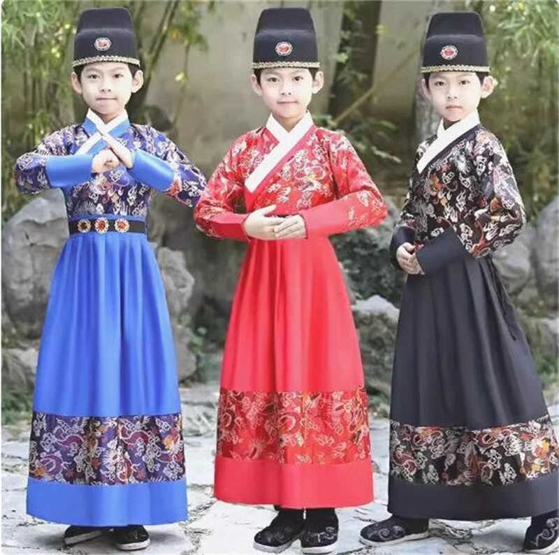 Мужской мальчик древний Hanfu костюм китайский производительности наряд косплей ретро - Изображение 2 из 4