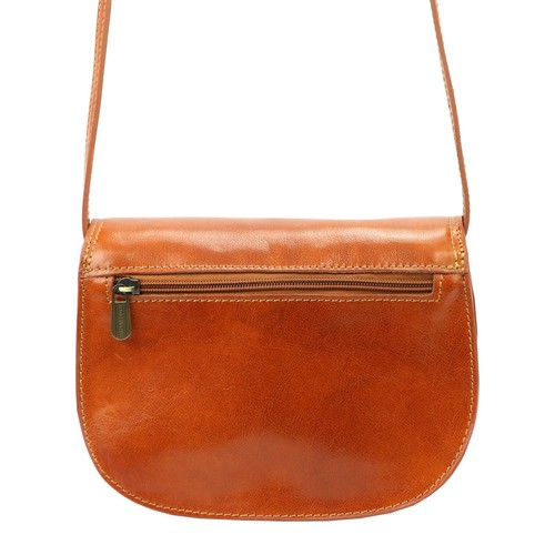 Women's Small Crossbody Bag Genuine Leather Saddle Style Handmade Italy Brown - Picture 3 of 6