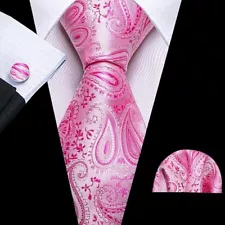 BarryWang Paisley Tie Set Hanky Cufflinks Tie for Men Woven Silk, NEW, DEAL!!!!!