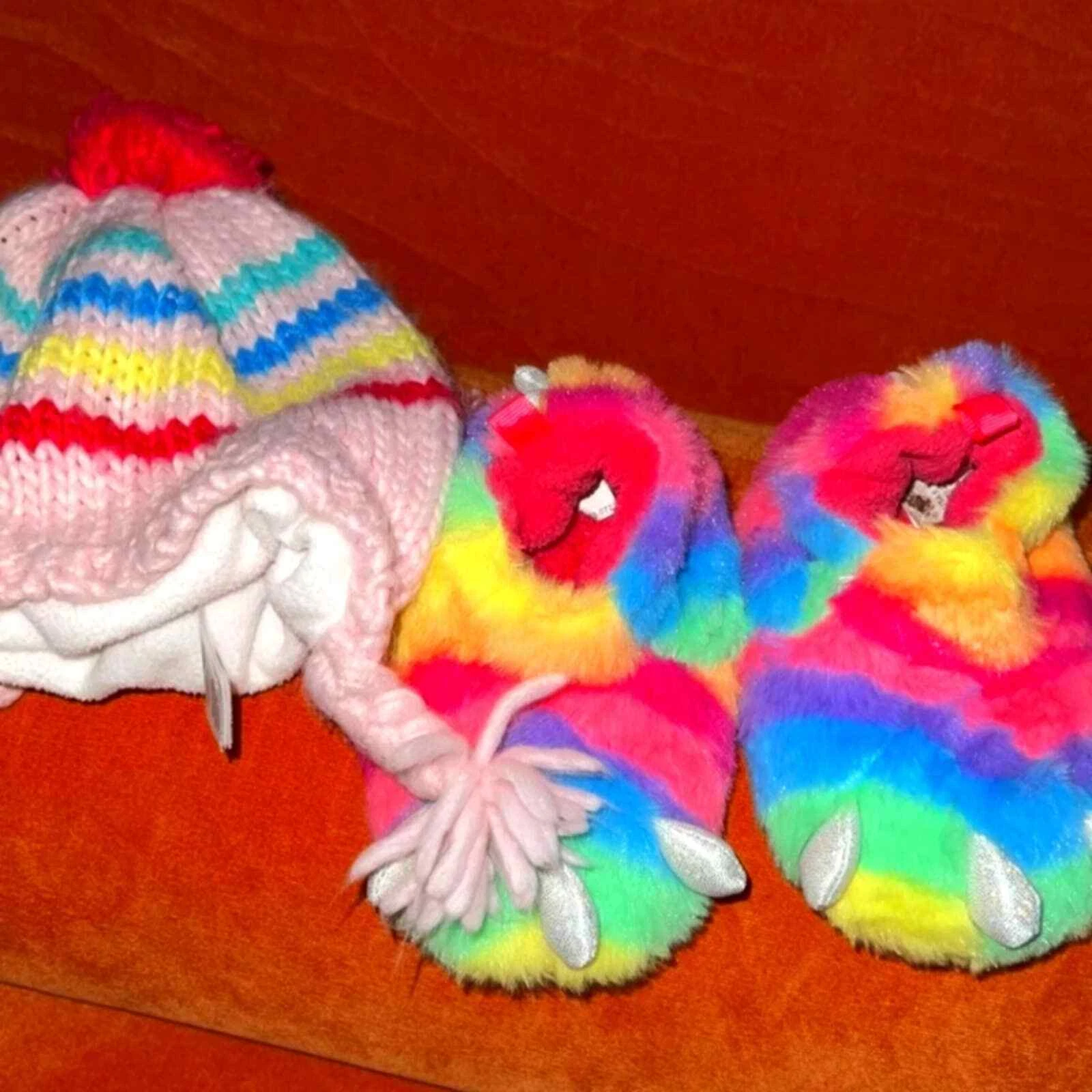 12-24 months Pink Blue~Yellow baby cap Size 5 multicolored slippers