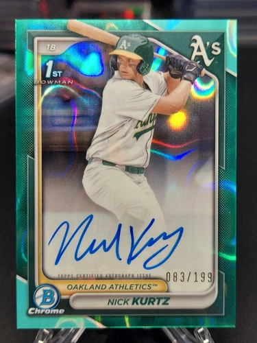 NICK KURTZ 2024 Bowman Draft Chrome 1st Bowman Auto #CPA-NK Aqua Lava #/199