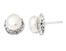 Freshwater Cultured Pearl Earrings with Cubic Zirconia