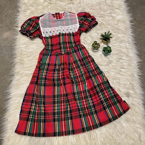 Vintage Basic Grace Girls Size 4 Classic Red Tartan Plaid Dress