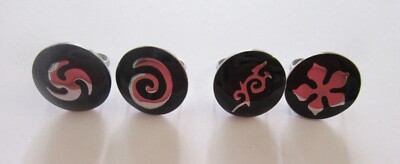 Fashion Rings-  Set of 4- circular- black silver- adjustable- pretty designs 
