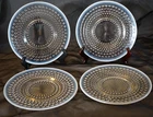 VINTAGE ANCHOR HOCKING MOONSTONE OPALESCENT HOBNAIL 4 LUNCH PLATES 8 1/2" 1940's