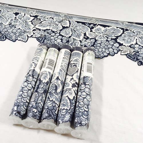 Wallpaper Border Bundle Lot 5 Rolls Blue White Wine Grape Leaf Country Cut Edge - Picture 5 of 6
