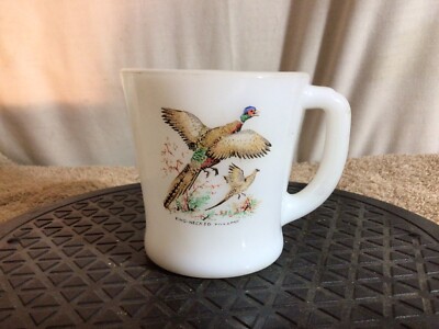Vtg Fire King Ware 10 RING NECK PHEASANT Milky White USA Coffee Mug pre-owned