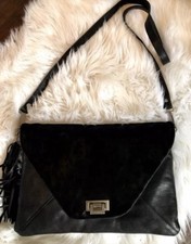 New Tylie Malibu Fold Over Pony Hair Leather Crossbody Bag