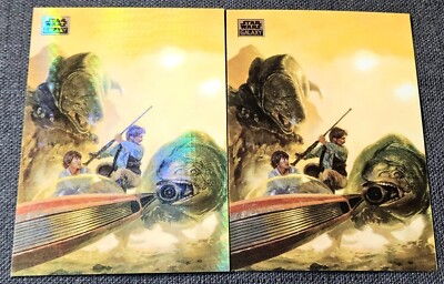 2024 Topps Star Wars Chrome Galaxy /75 Prism Trouble On Tatooine Han Luke #96