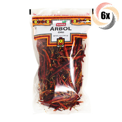 6x Bags Badia Arbol Chili Pepper Pods | Gluten-Free Halal & Kosher | 6oz
