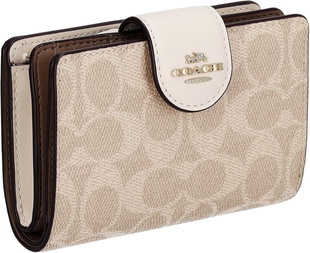 Coach] Medium Corner Zip Wallet Signature Canvas CW786 IMXDM Sand