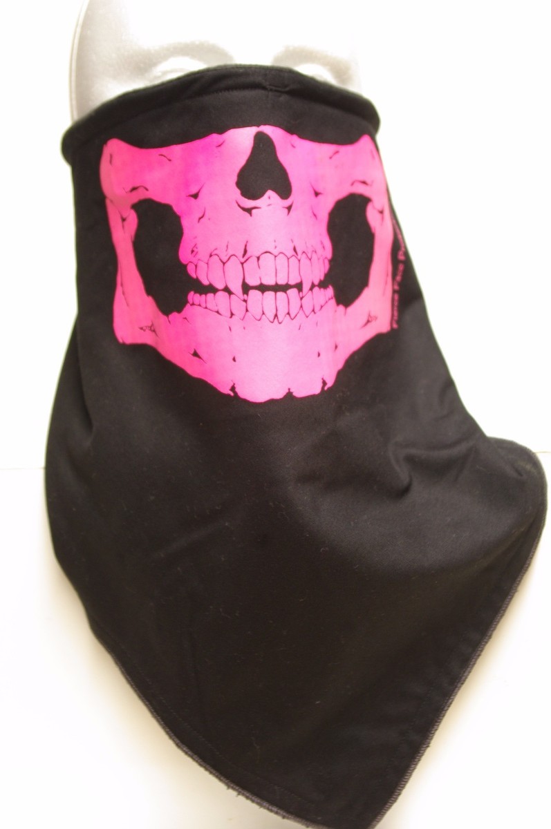 ソフト髑髏c Lightweight backing Pink Skull Jaw lined bandana motorcycle skiing