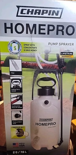 NEW CHAPIN HOMEPRO HOME & GARDEN HANDHELD SPRAYER 2-GALLON NIB 4 NOZZLES IN 1