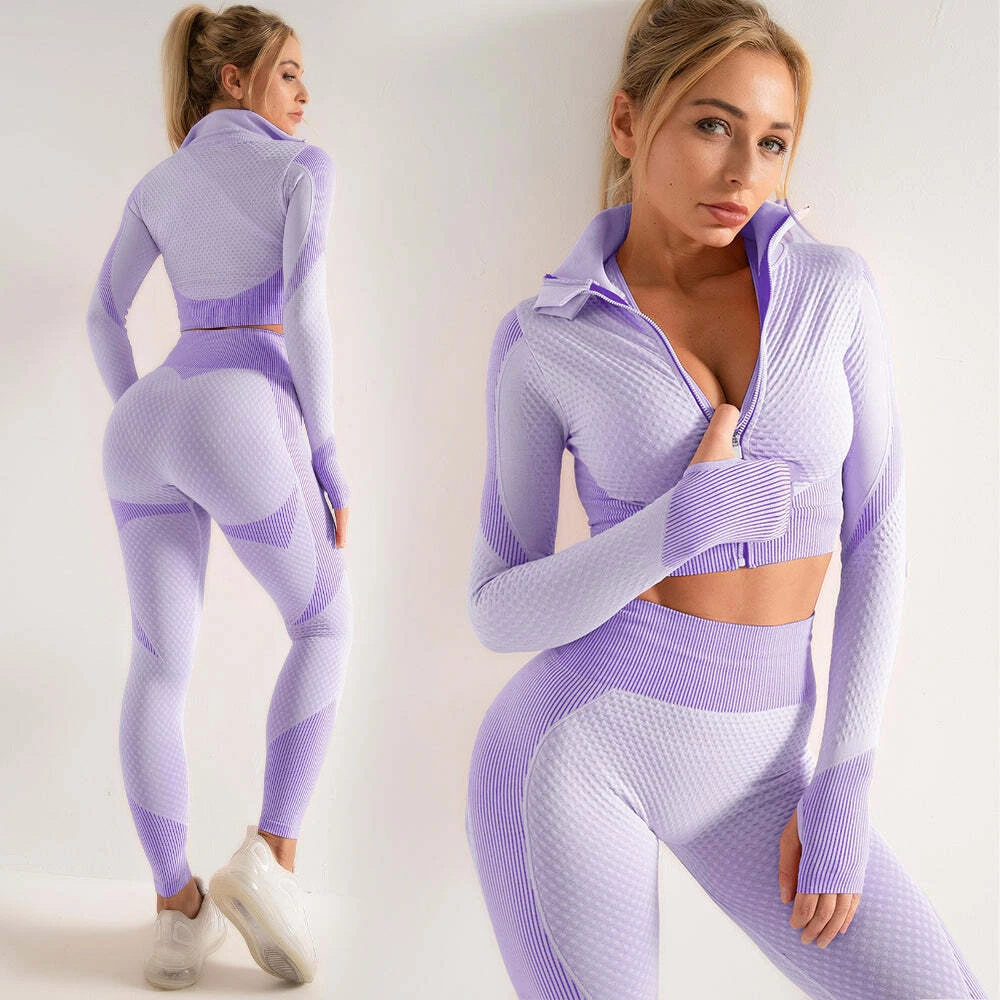 New Women Yoga Set Gym Clothing Female Active Sport wear Running Fitness  Suit