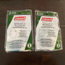 ORIGINAL Set Of 2 Pkgs Coleman #21 Insta-Clip Mantle 2-pack