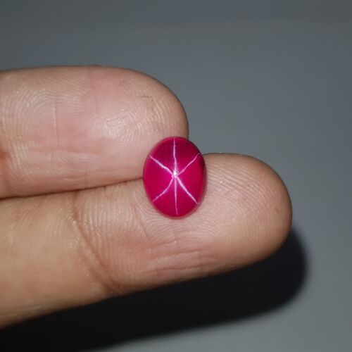 8.0 Ct Certified Natural 6 Rays Star Ruby Oval Red Cabochon Loose Gems AD-457 - Picture 3 of 14