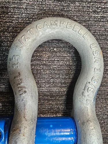 Campbell Anchor Screw Pin Shackle 13 1/2 T Working Load Limit, 1 3/8 - Picture 2 of 9