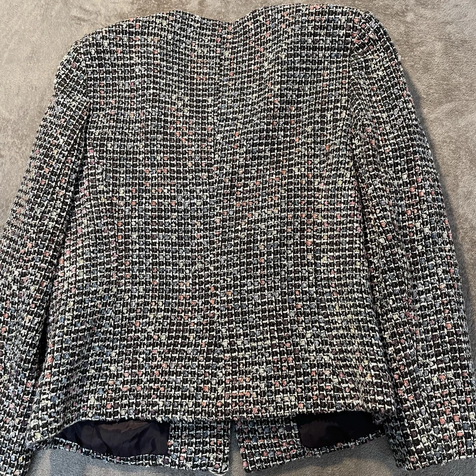 Blazer Koret Para Mujer Talla 16 Tweed Cinco Botones Blazer Tostado Multicolor Bolsillos Foto 4 de 4