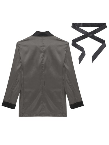 Men's Short Satin Robe with Belt Lightweight Bathrobe Pajamas Spring Summer - Picture 70 of 77