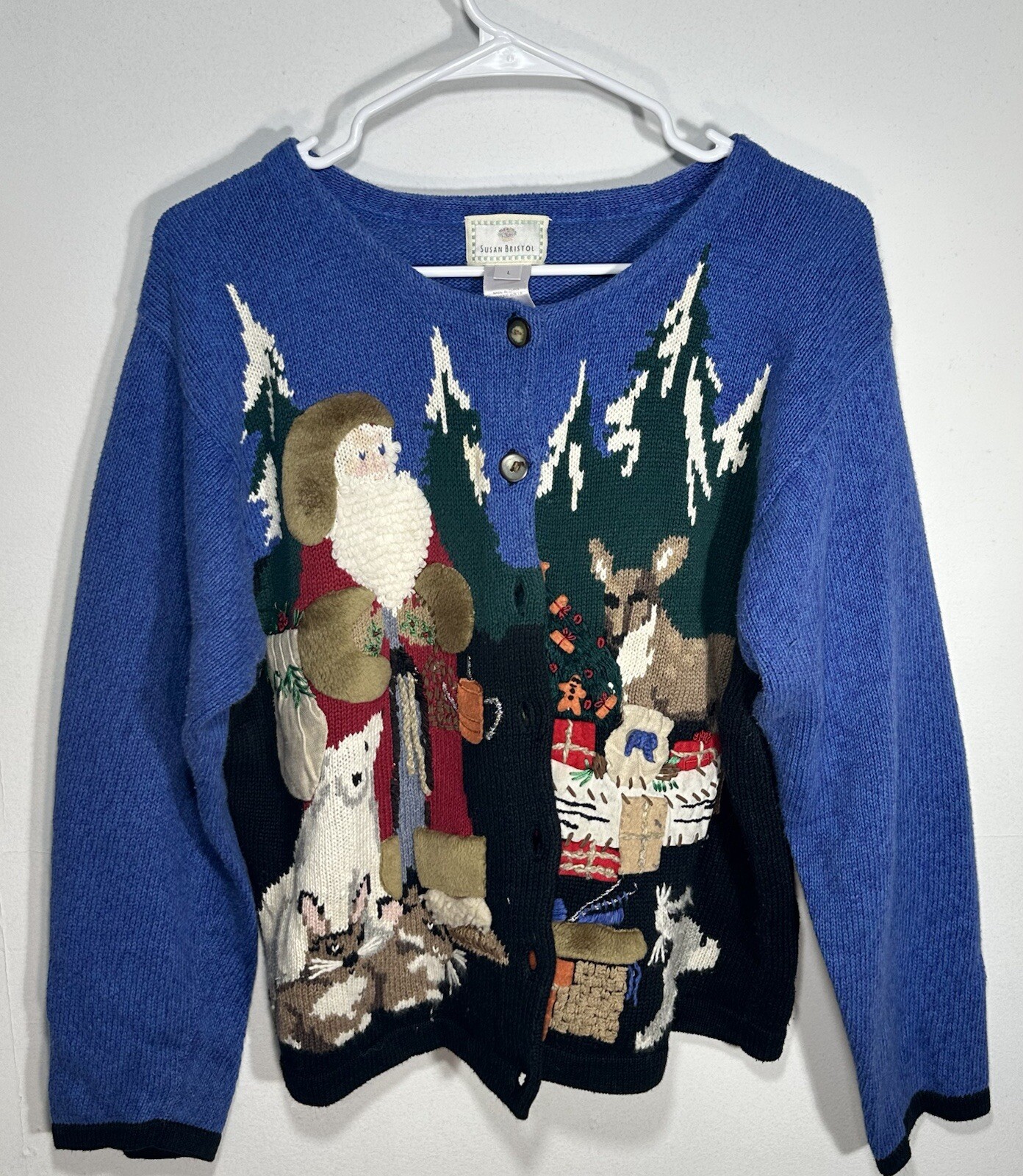Gilet Vintage Susan Bristol Brodé Main - Taille L, Multicolore, Coton