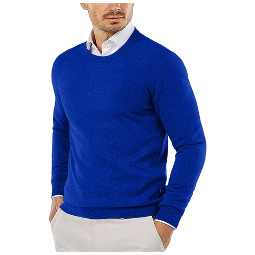 Men Round Neck Sweater Ribbed Knit Slim Fit Casual Long Sleeve Pullover Top - Bild 3 von 32