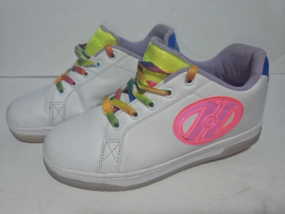 Heelys Glower HE100857 White Womens Size 7  Pink Logo and Rainbow Laces - Image 2 of 4