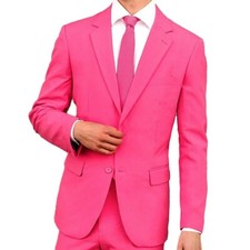 Men Suits High Quality Custom Made Hot Pink Wedding Tuxedo Suit For Groom