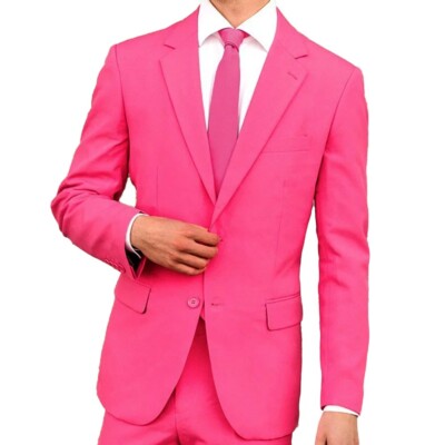Men Suits High Quality Custom Made Hot Pink Wedding Tuxedo Suit For Groom |  eBay