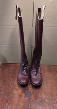 Vintage Early 20th Century Red Leather Tall Riding Boots; C.1930s 9 1/2